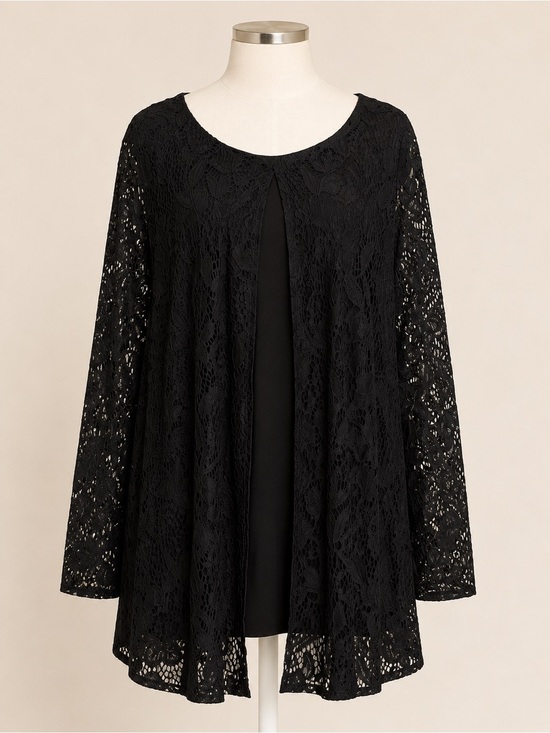 CJ Banks Tops - CJ Banks • Black Lace Overlay Tunic Top • 2X 20/22W • NWT